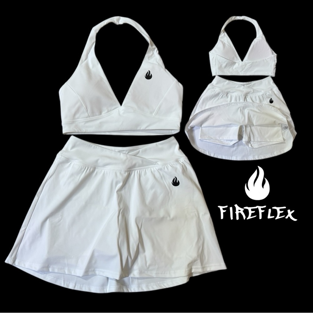 Fireflex White Sports Bra and Skirt Set